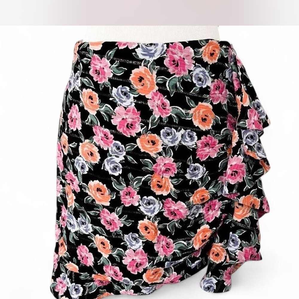 Garage Black Floral Mini Skirt